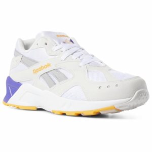 Adidasy Męskie Reebok Aztrek Białe/Szare/Złote/Fioletowe PL 51WBZYP